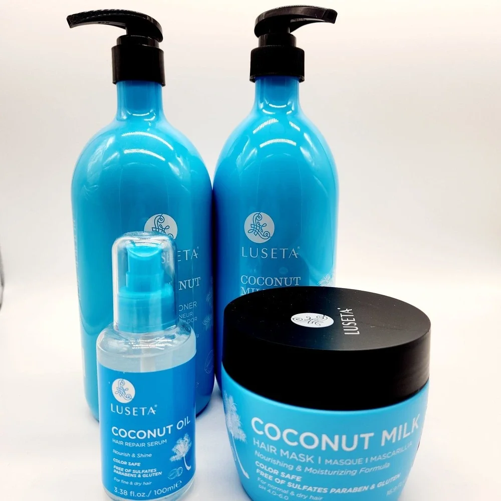 Luseta Coconut Milk Shampoo Conditioner Mask & Oil Serum 4-Pack Hair‎ Care Set